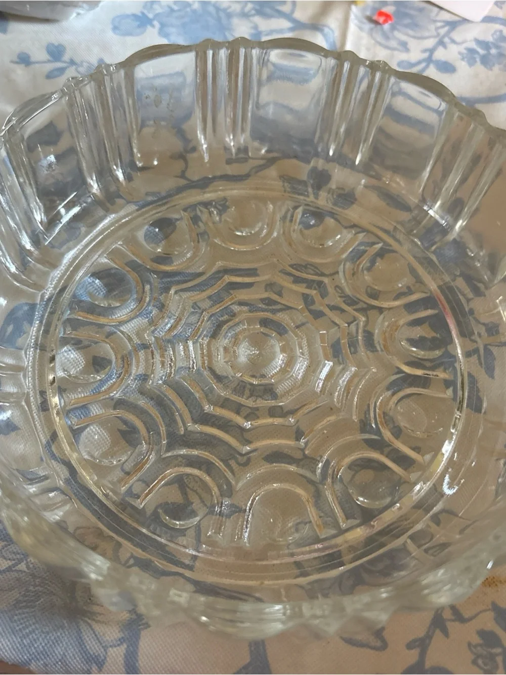 Source Unknown Clear Ribbed Glass Covered Candy Dish